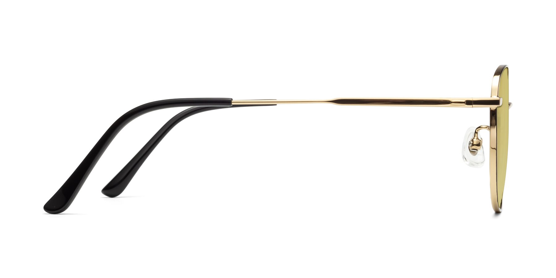 Side of Tim in Black-Gold with Medium Champagne Tinted Lenses