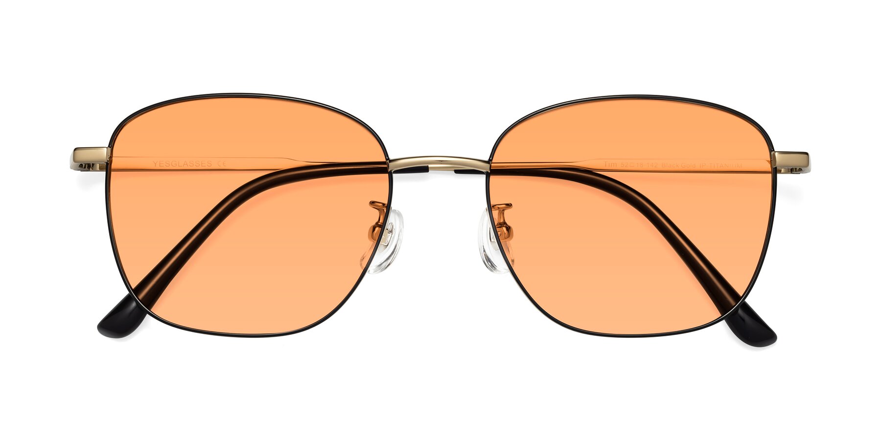 Folded Front of Tim in Black-Gold with Medium Orange Tinted Lenses