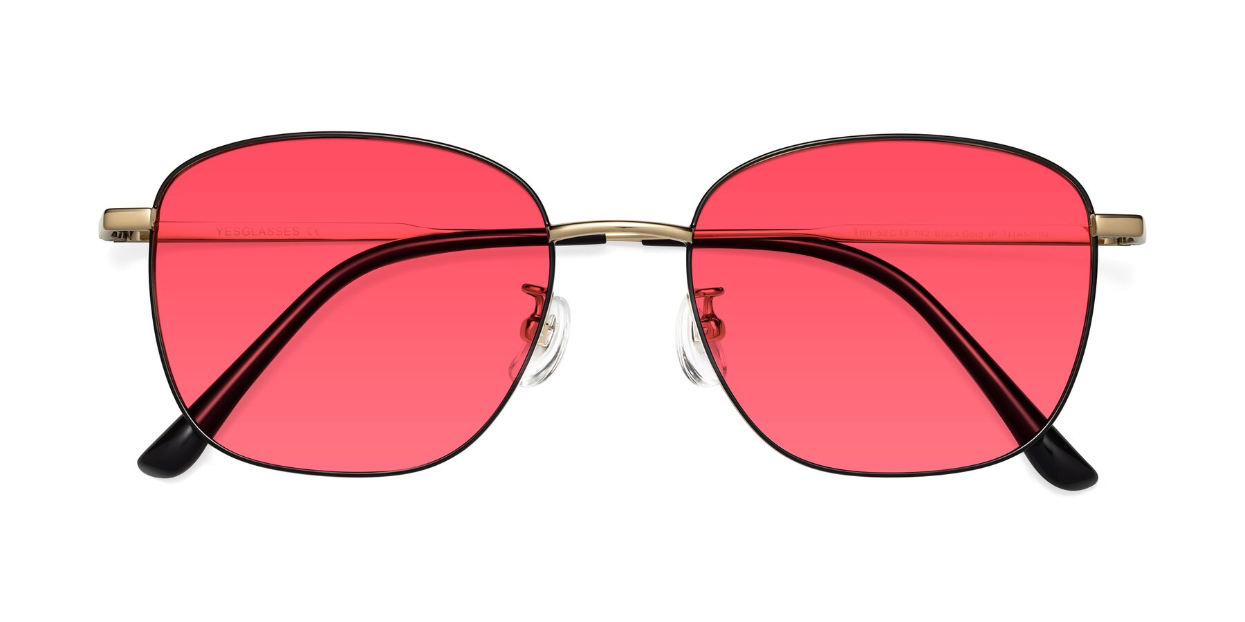 Folded Front of Tim in Black-Gold with Red Tinted Lenses