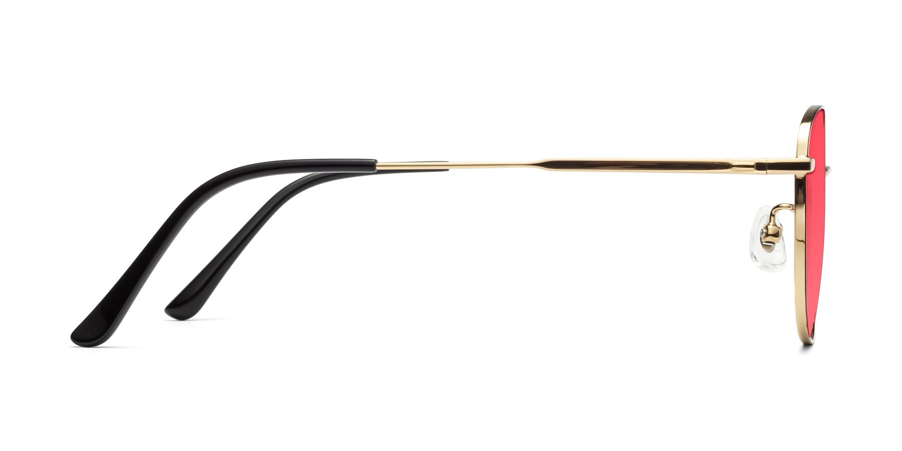 Side of Tim in Black-Gold with Red Tinted Lenses