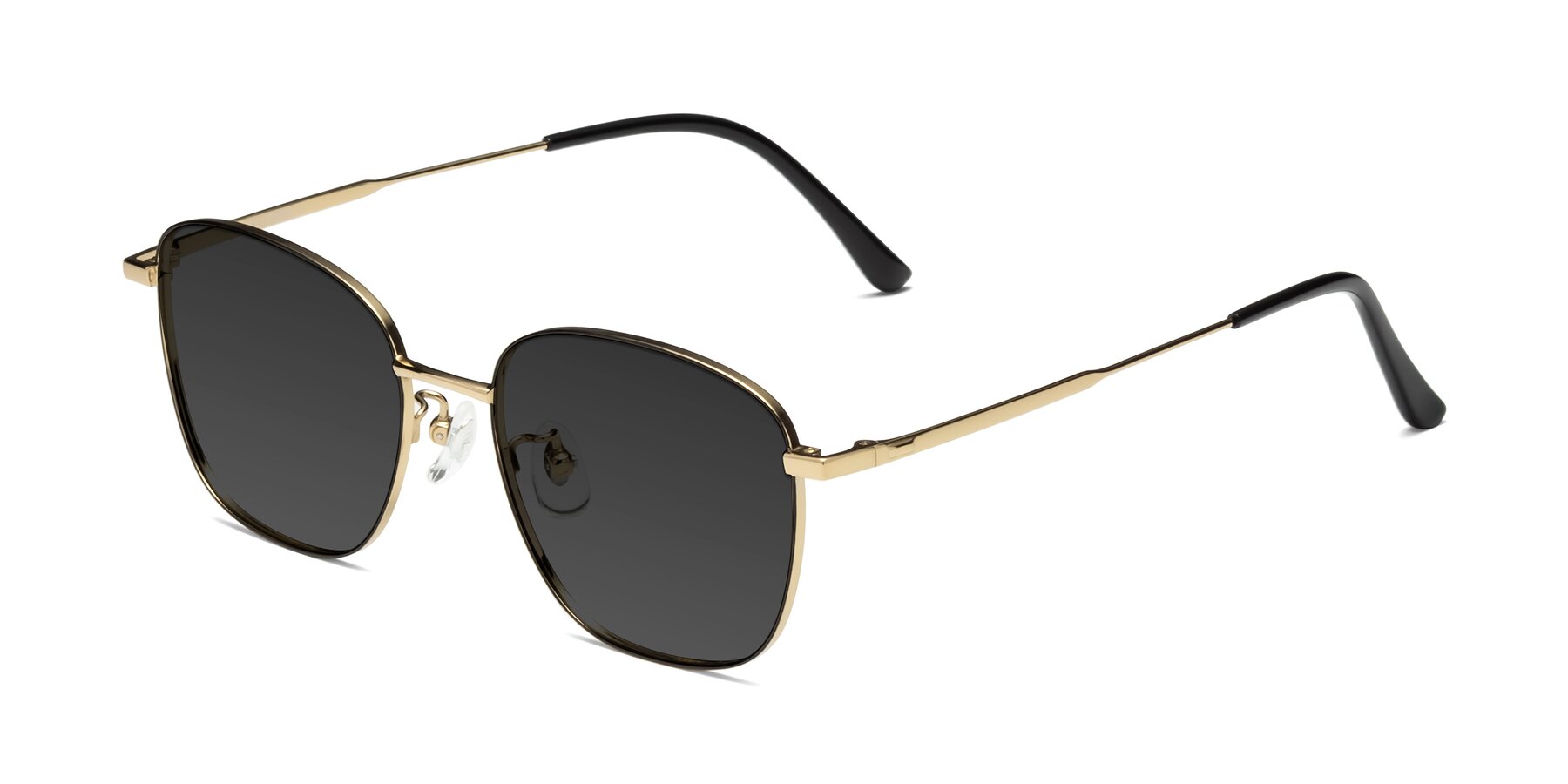 Angle of Tim in Black-Gold with Gray Tinted Lenses