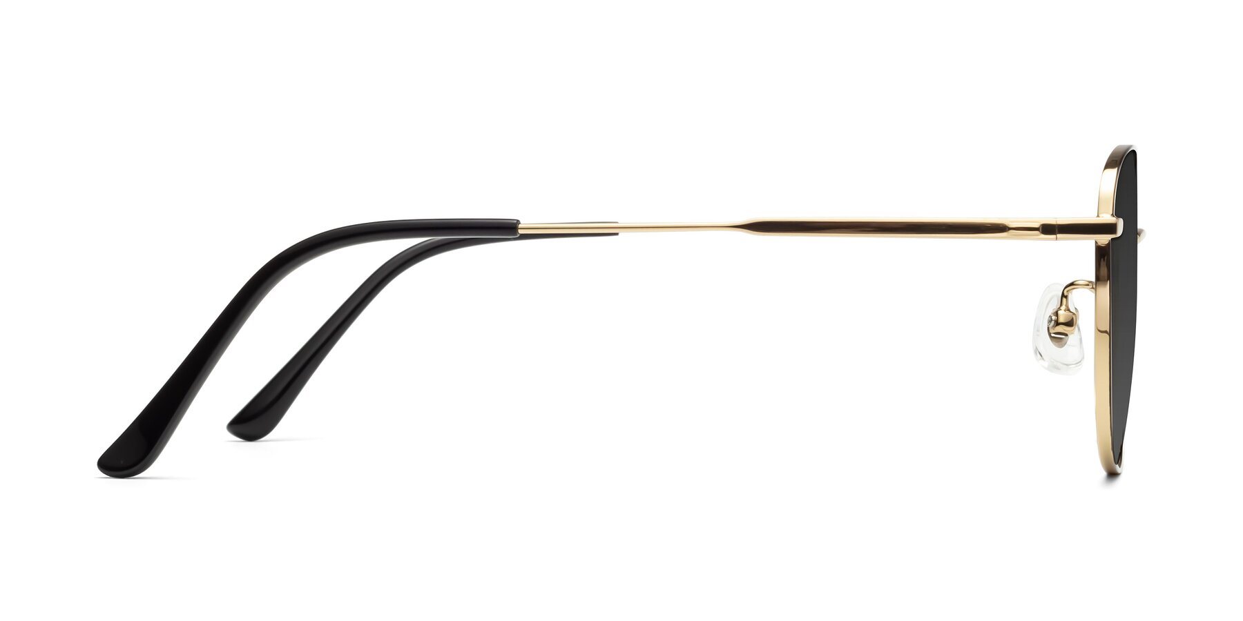 Side of Tim in Black-Gold with Gray Tinted Lenses