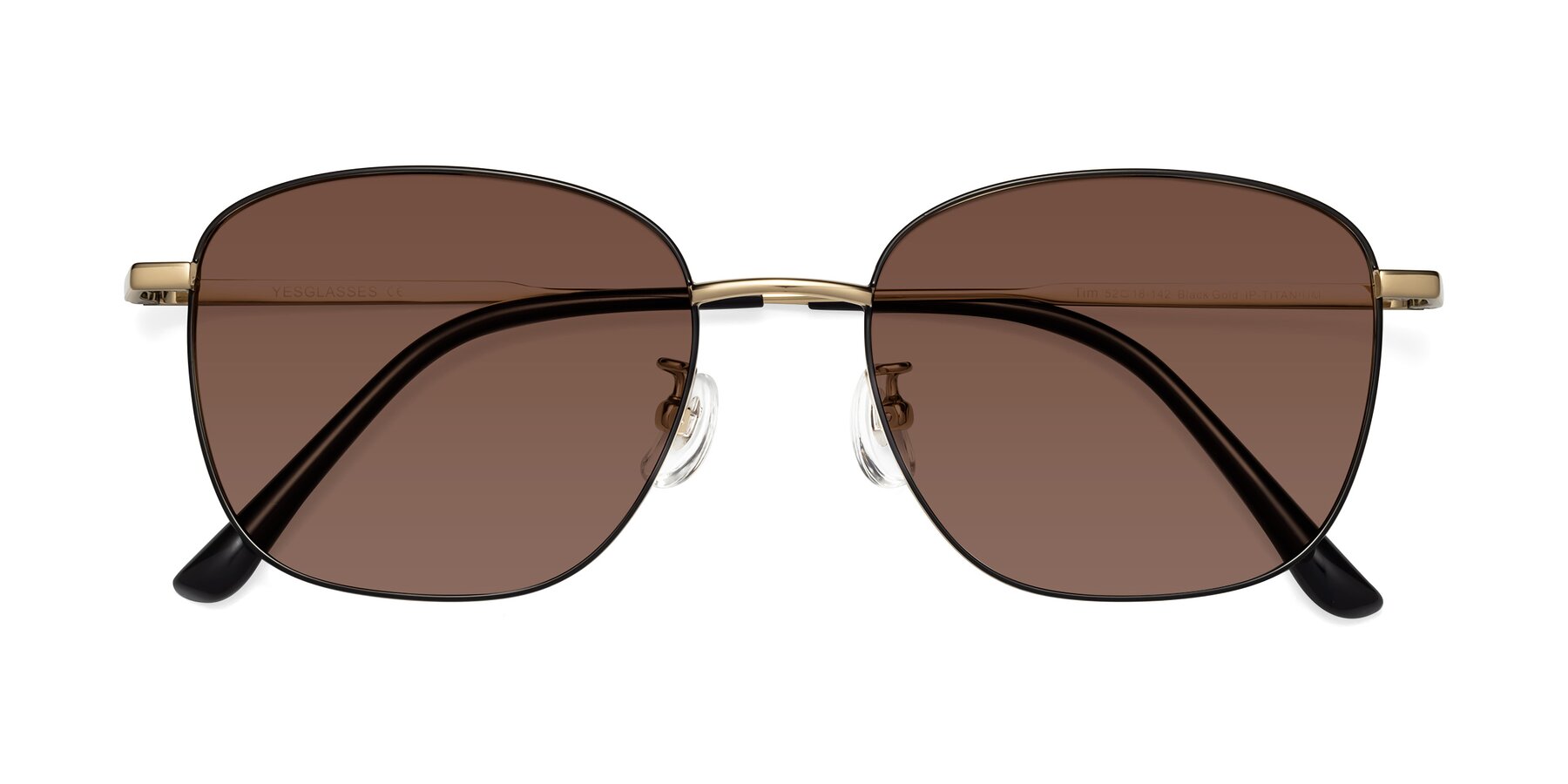 Folded Front of Tim in Black-Gold with Brown Tinted Lenses