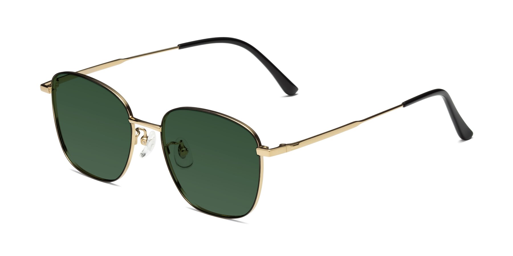 Angle of Tim in Black-Gold with Green Tinted Lenses