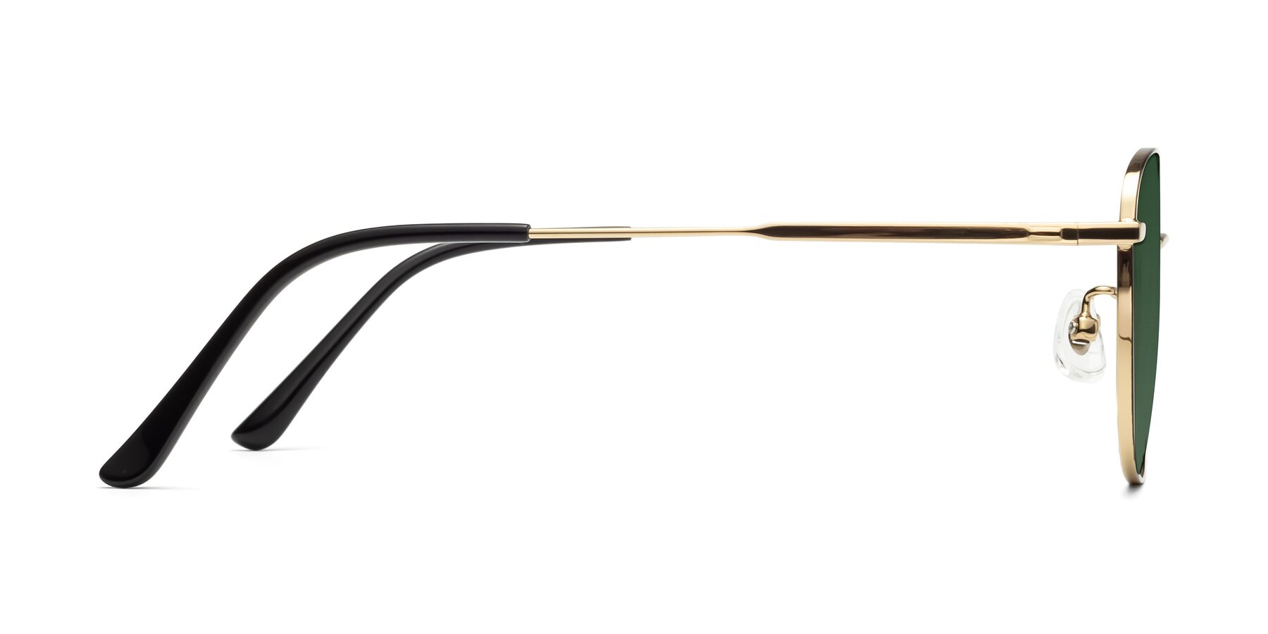Side of Tim in Black-Gold with Green Tinted Lenses