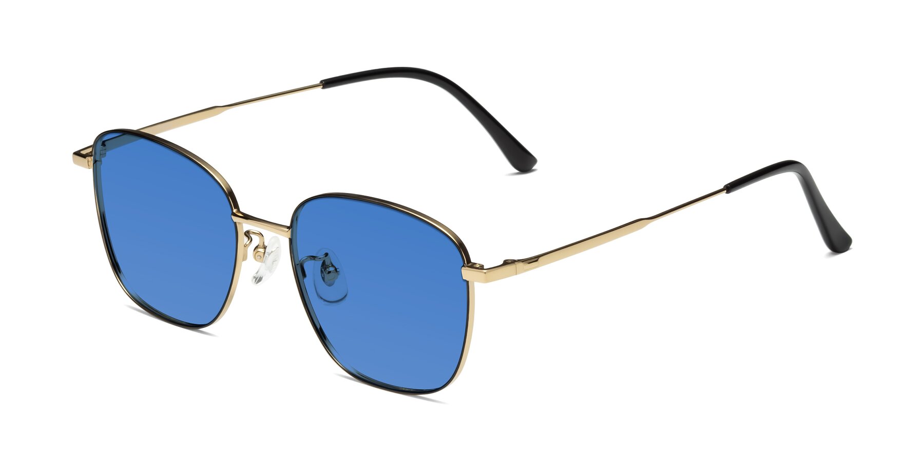 Angle of Tim in Black-Gold with Blue Tinted Lenses