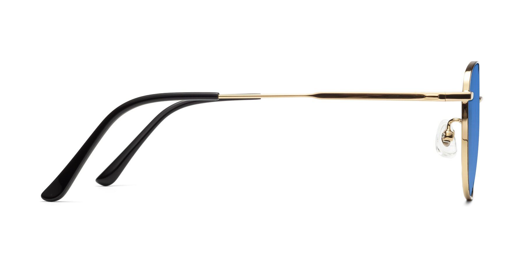 Side of Tim in Black-Gold with Blue Tinted Lenses