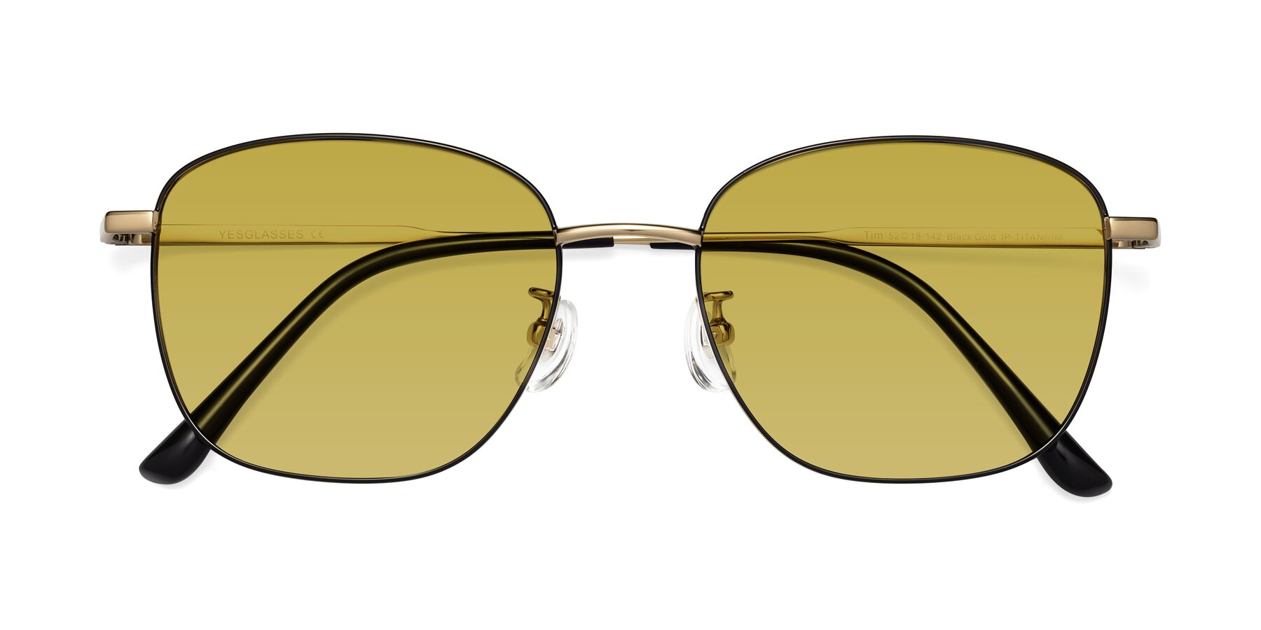Folded Front of Tim in Black-Gold with Champagne Tinted Lenses