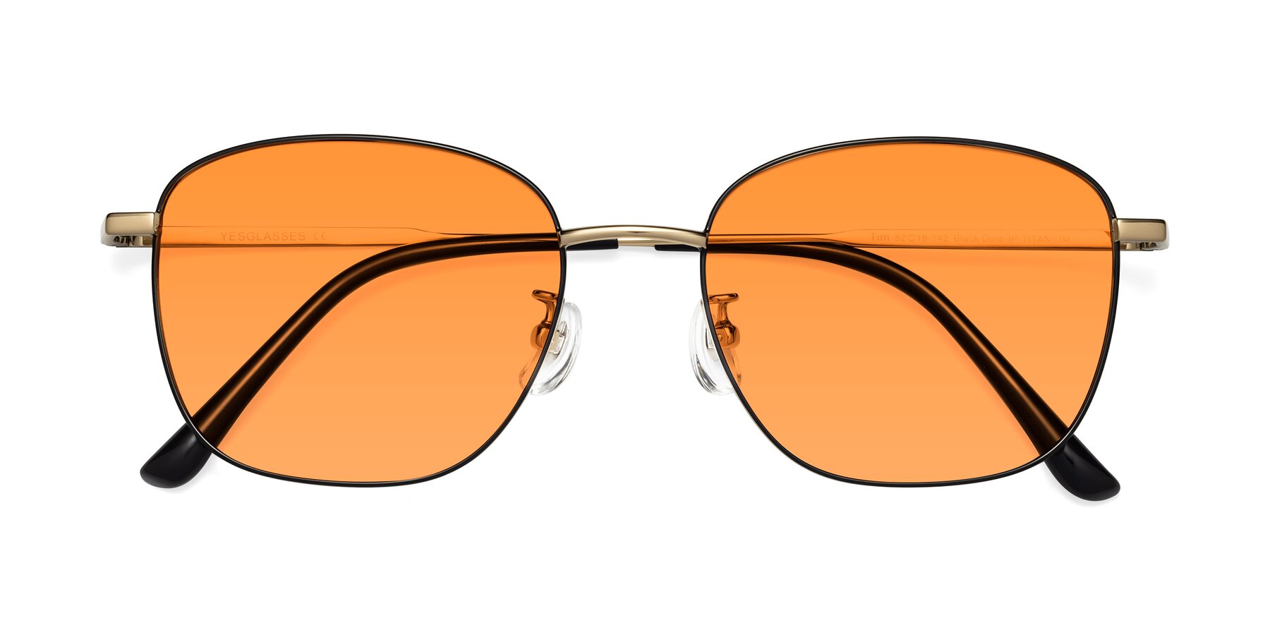 Folded Front of Tim in Black-Gold with Orange Tinted Lenses