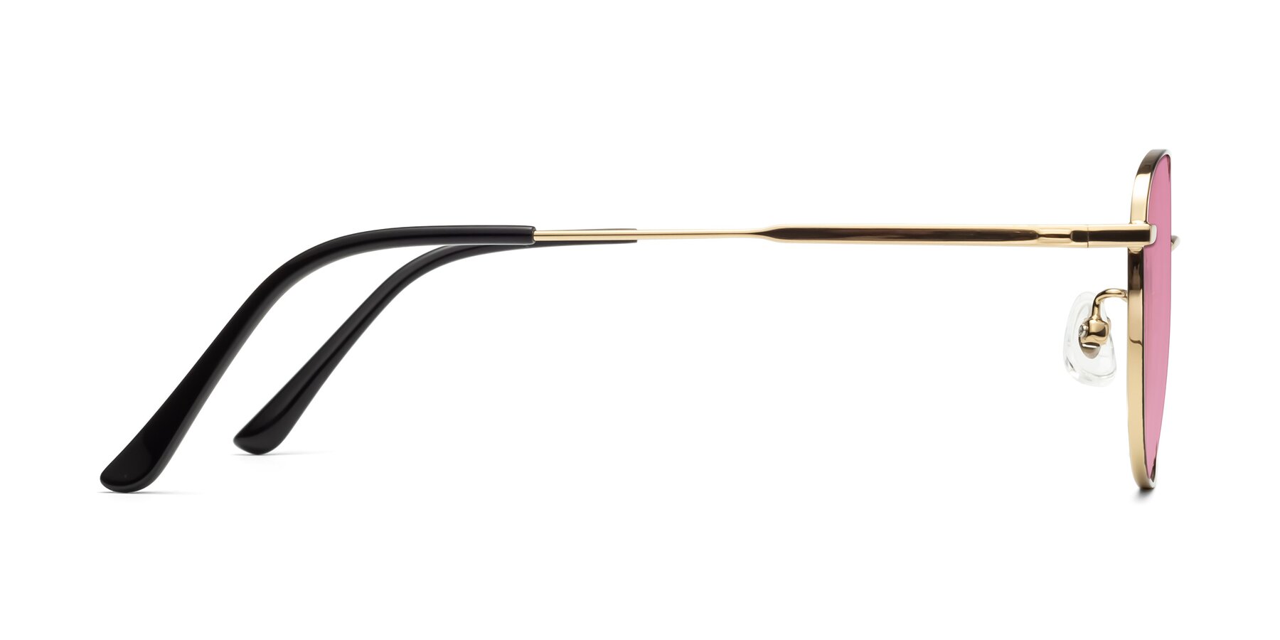 Side of Tim in Black-Gold with Medium Wine Tinted Lenses