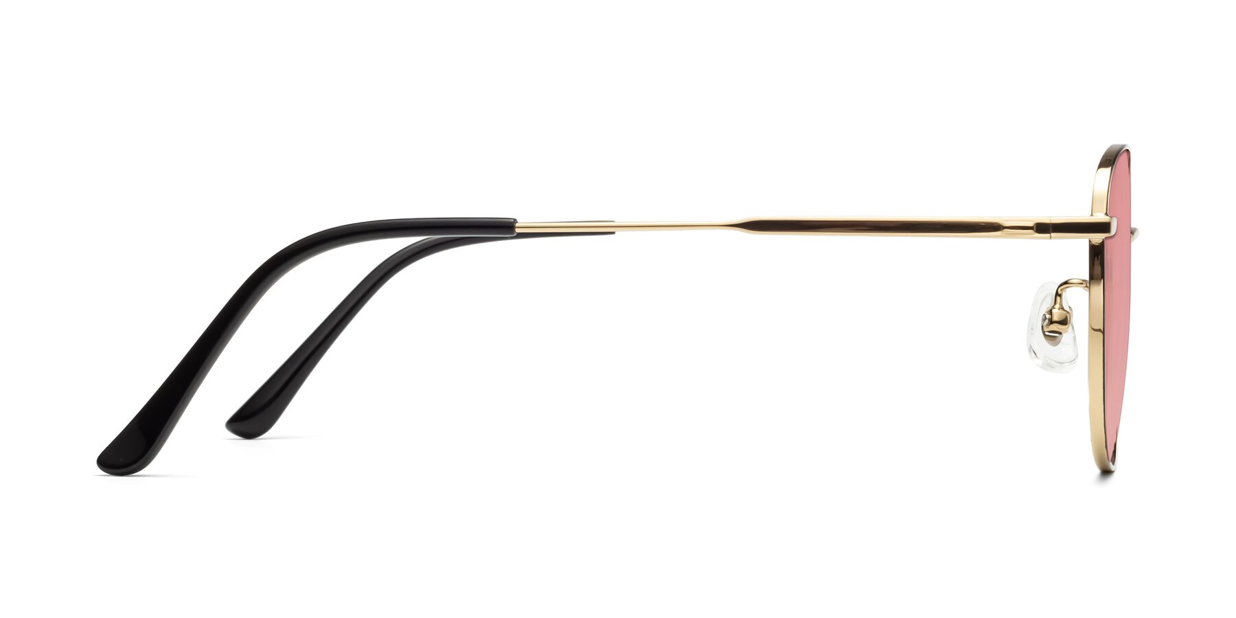 Side of Tim in Black-Gold with Medium Garnet Tinted Lenses