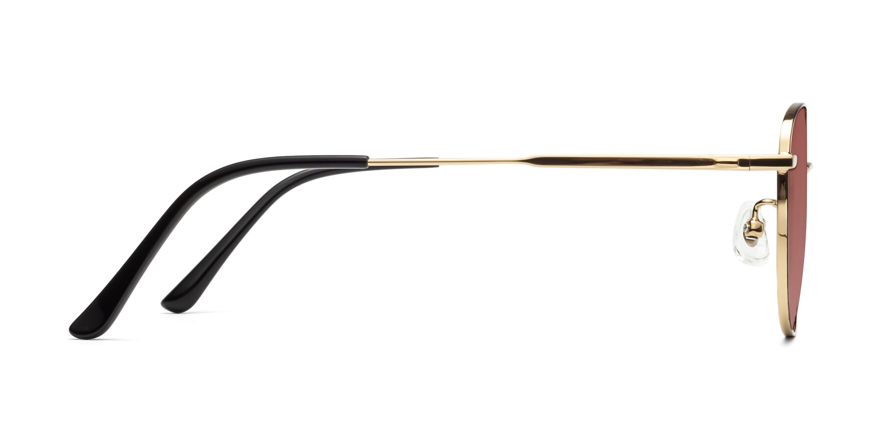 Side of Tim in Black-Gold with Garnet Tinted Lenses