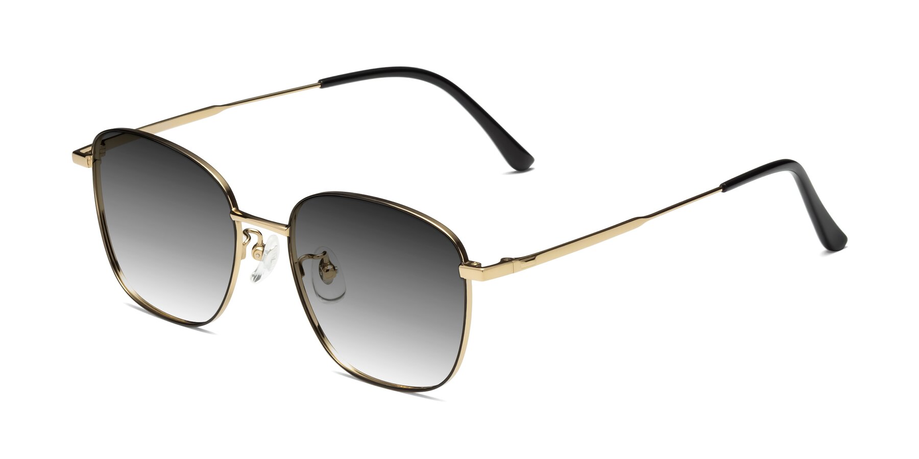 Angle of Tim in Black-Gold with Gray Gradient Lenses
