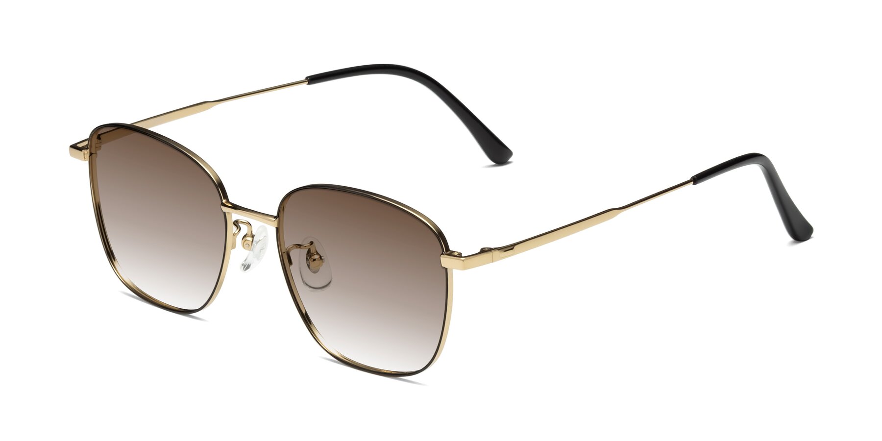 Angle of Tim in Black-Gold with Brown Gradient Lenses