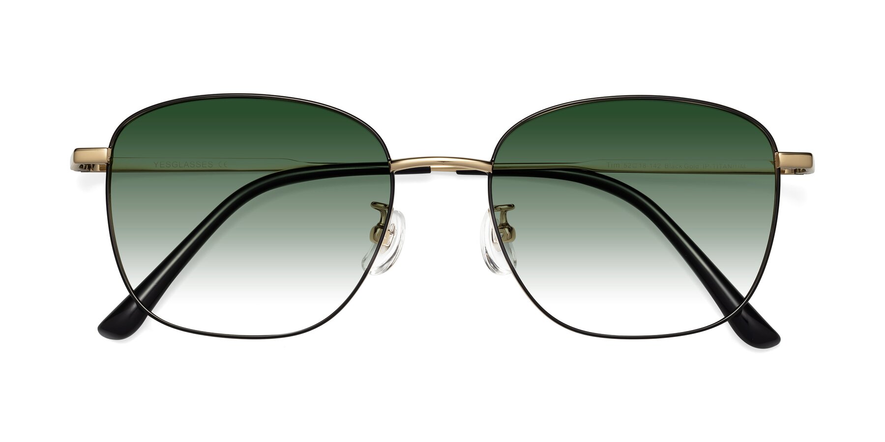 Folded Front of Tim in Black-Gold with Green Gradient Lenses