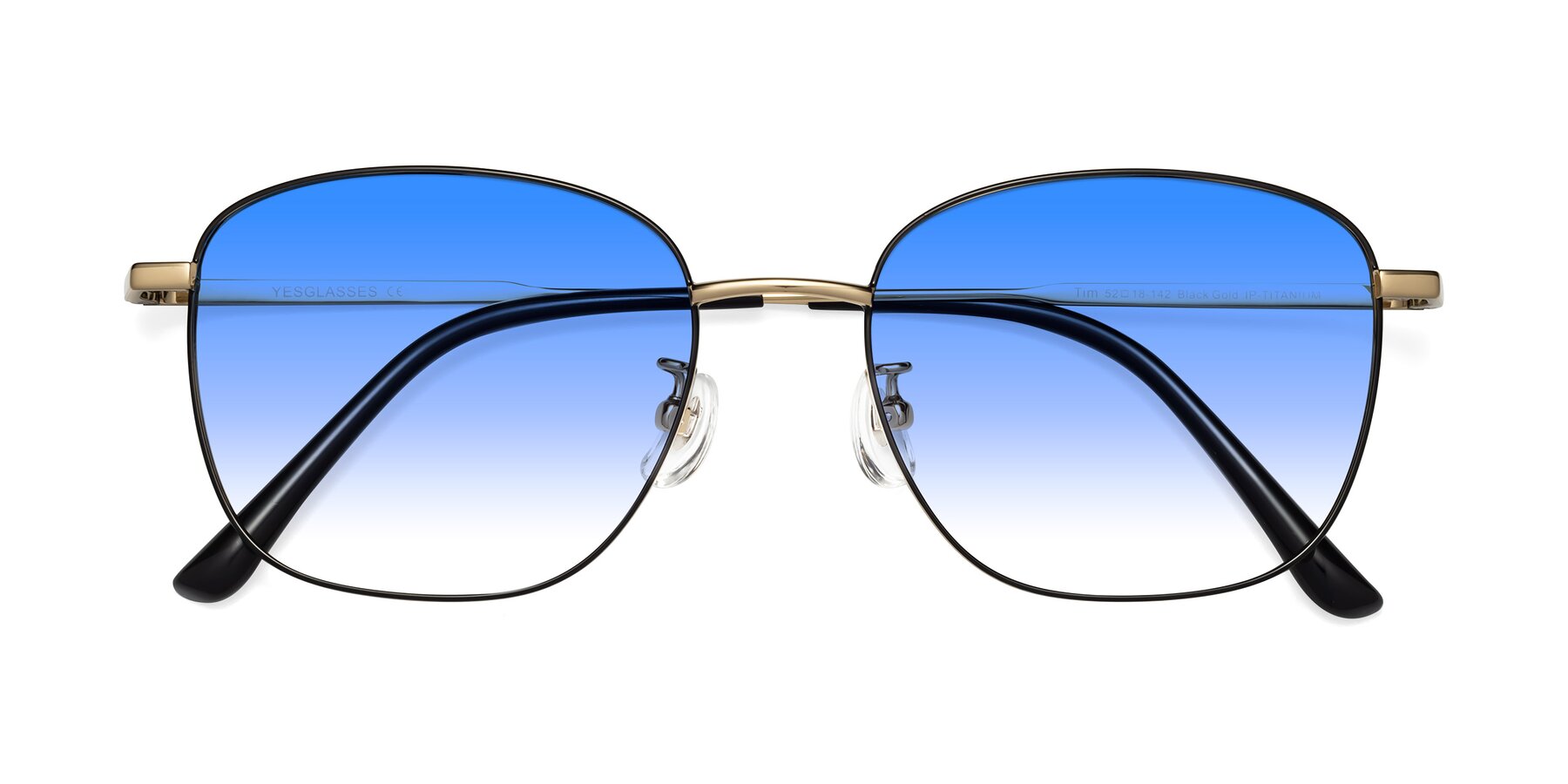 Folded Front of Tim in Black-Gold with Blue Gradient Lenses