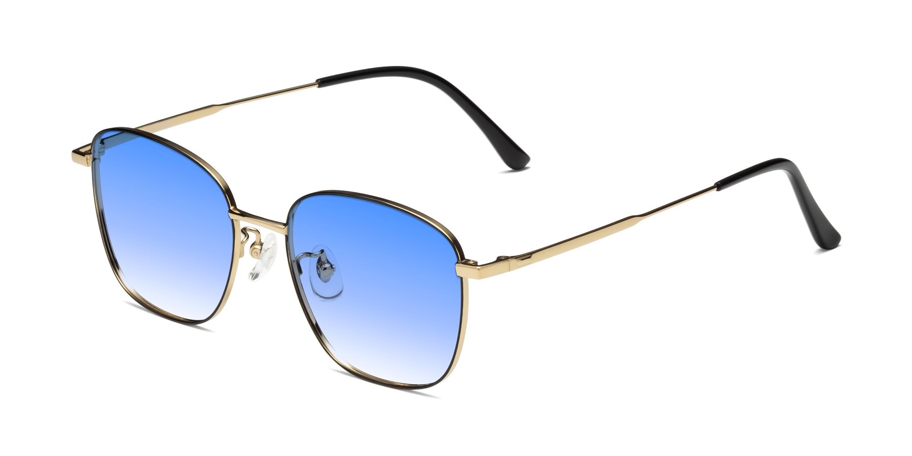 Angle of Tim in Black-Gold with Blue Gradient Lenses