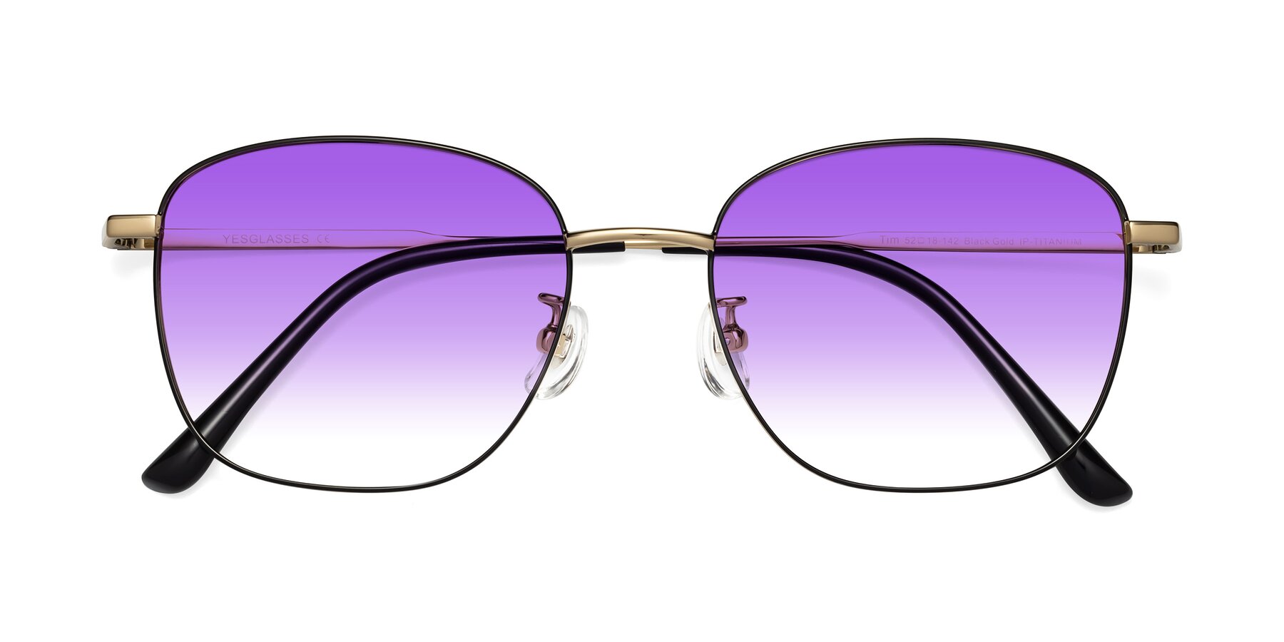 Folded Front of Tim in Black-Gold with Purple Gradient Lenses