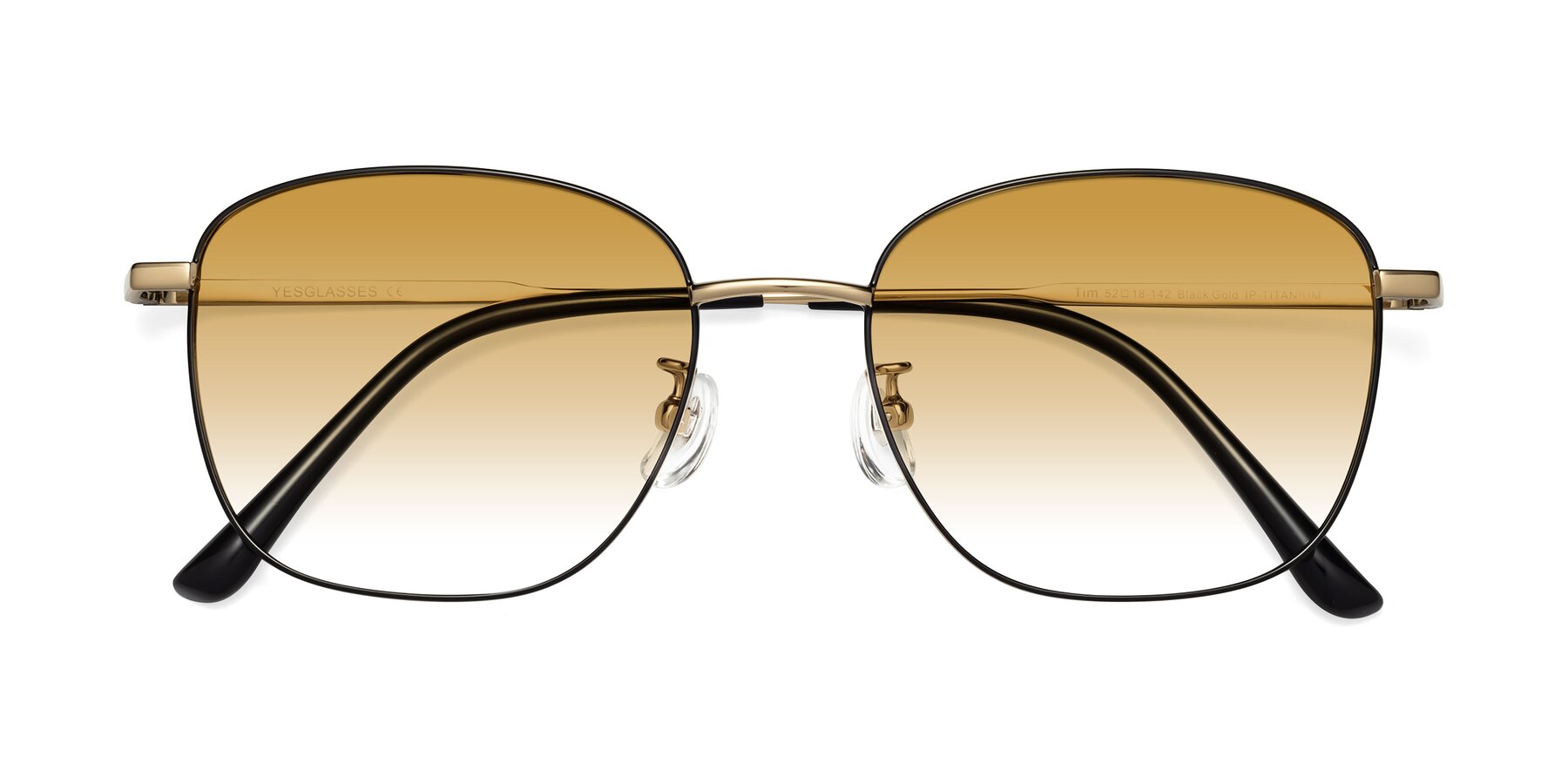 Folded Front of Tim in Black-Gold with Champagne Gradient Lenses