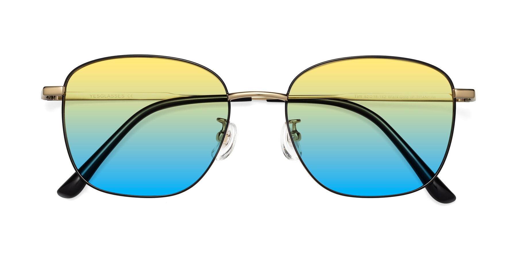 Folded Front of Tim in Black-Gold with Yellow / Blue Gradient Lenses