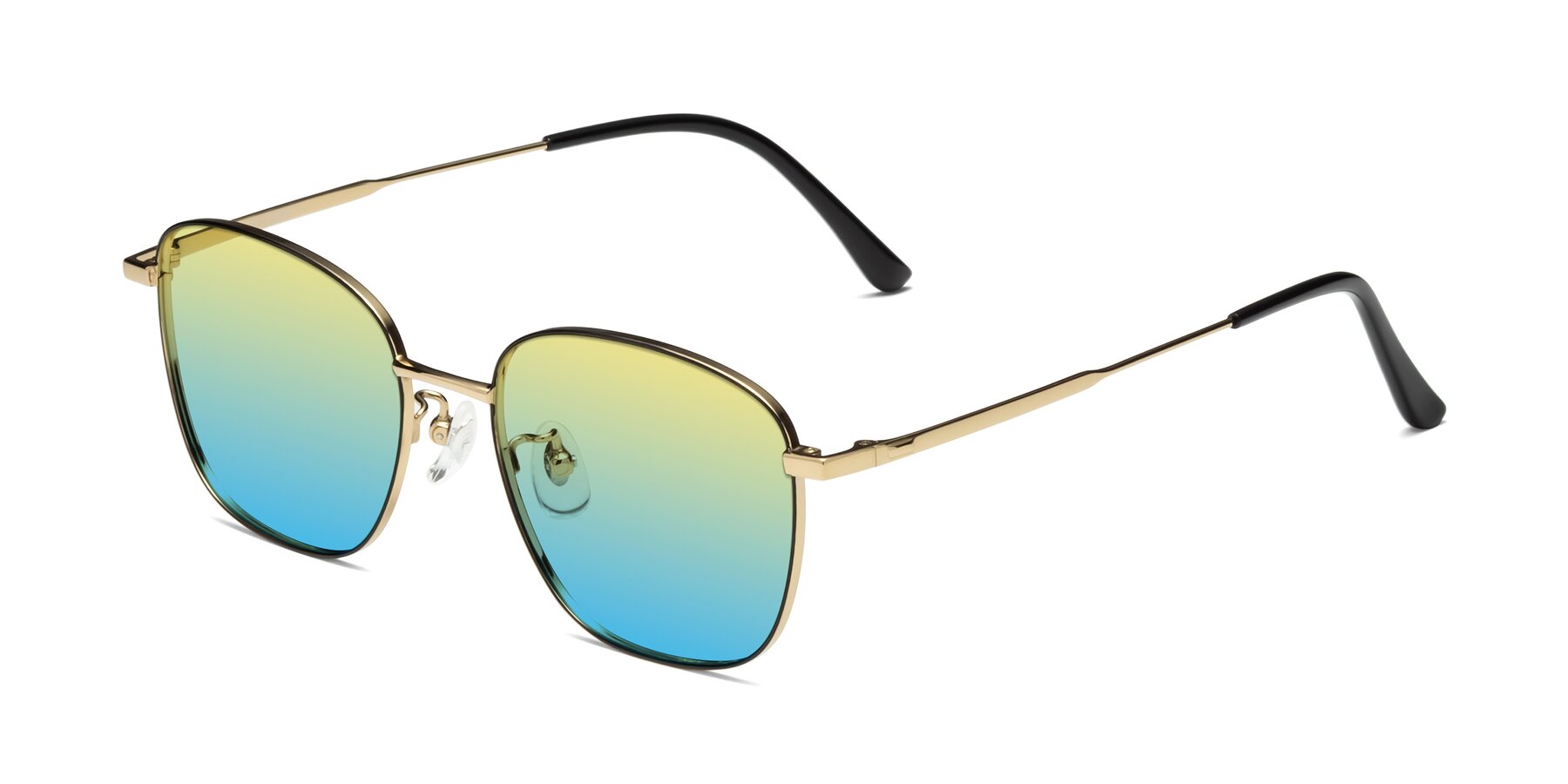 Angle of Tim in Black-Gold with Yellow / Blue Gradient Lenses