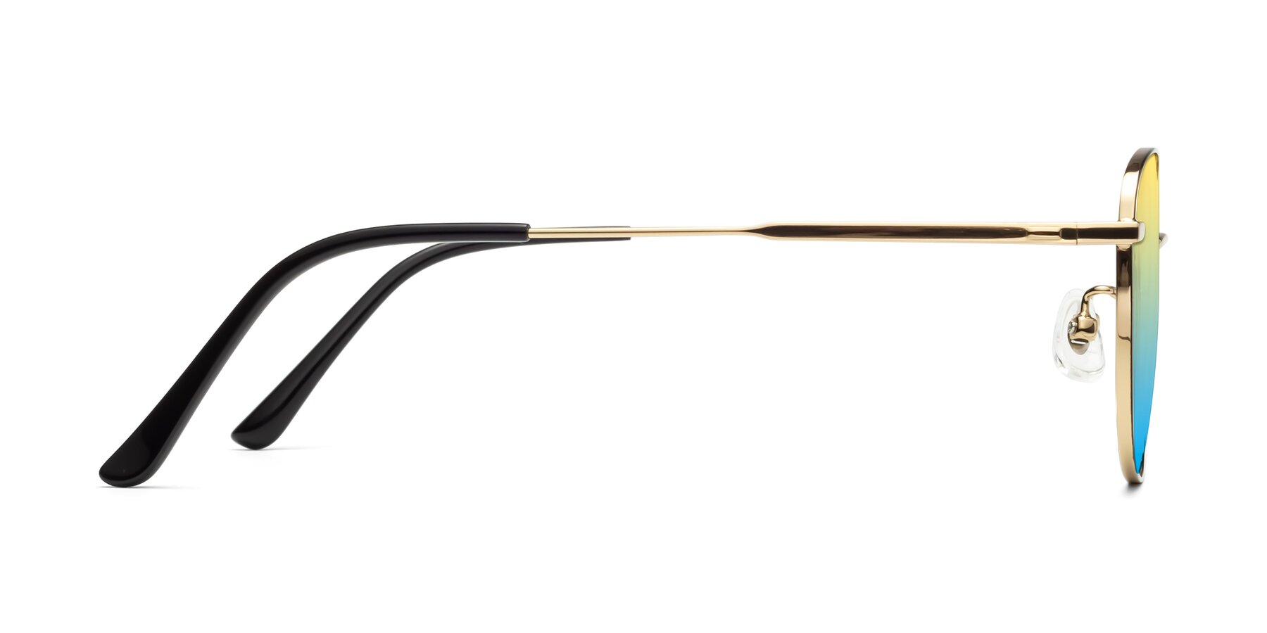 Side of Tim in Black-Gold with Yellow / Blue Gradient Lenses