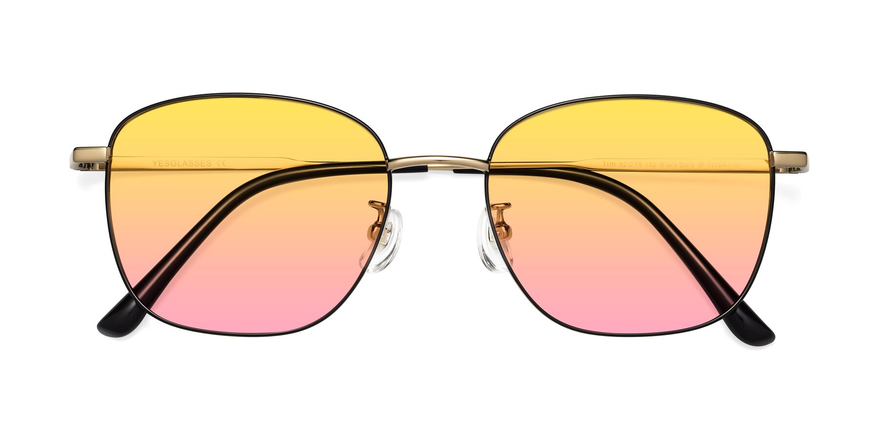 Folded Front of Tim in Black-Gold with Yellow / Pink Gradient Lenses