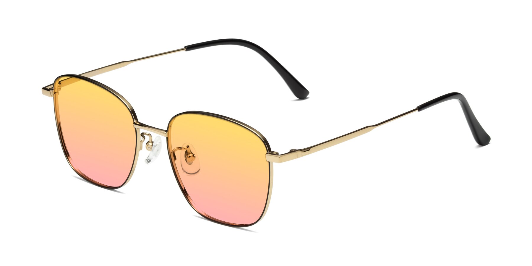 Angle of Tim in Black-Gold with Yellow / Pink Gradient Lenses