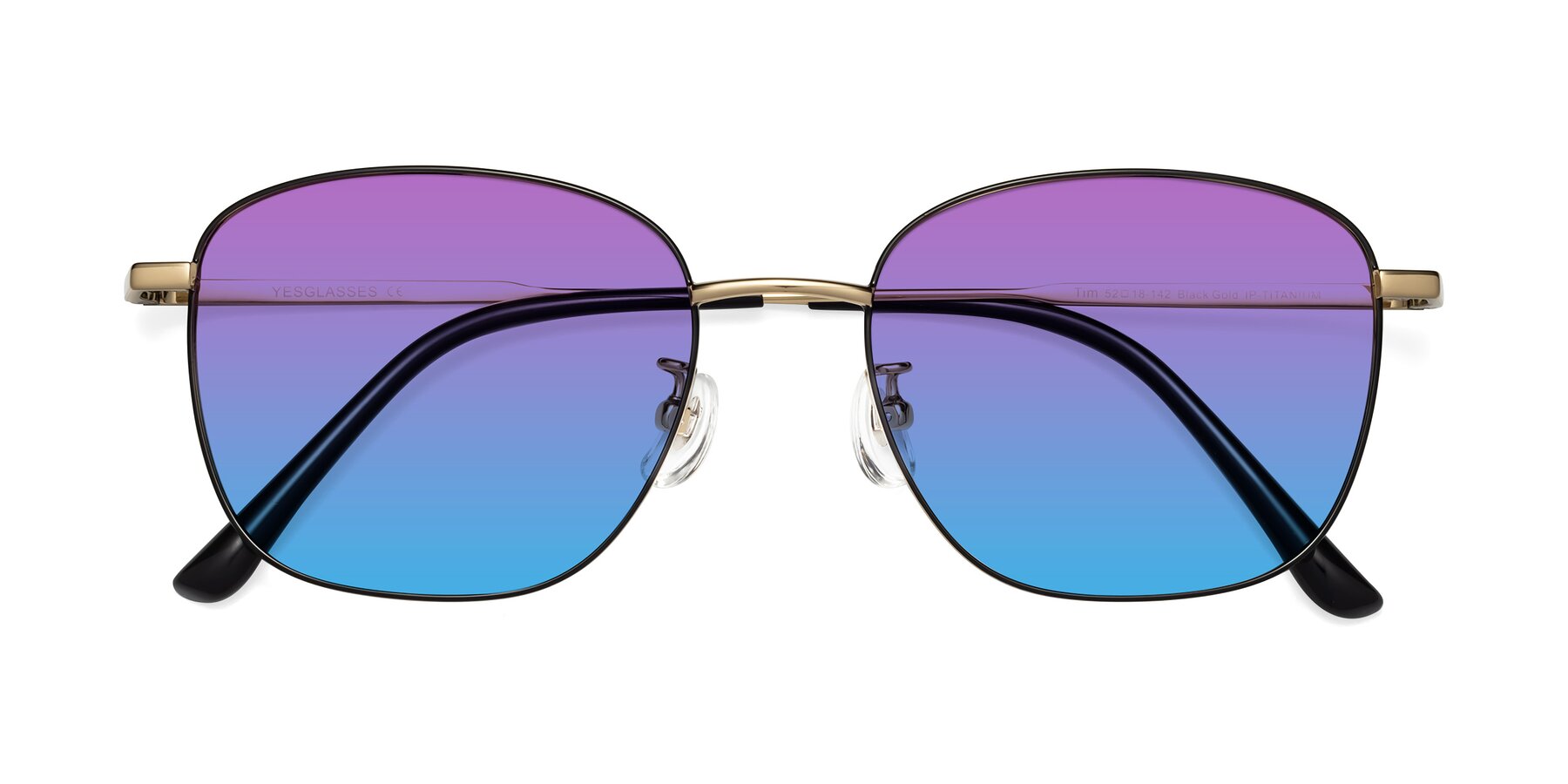 Folded Front of Tim in Black-Gold with Purple / Blue Gradient Lenses