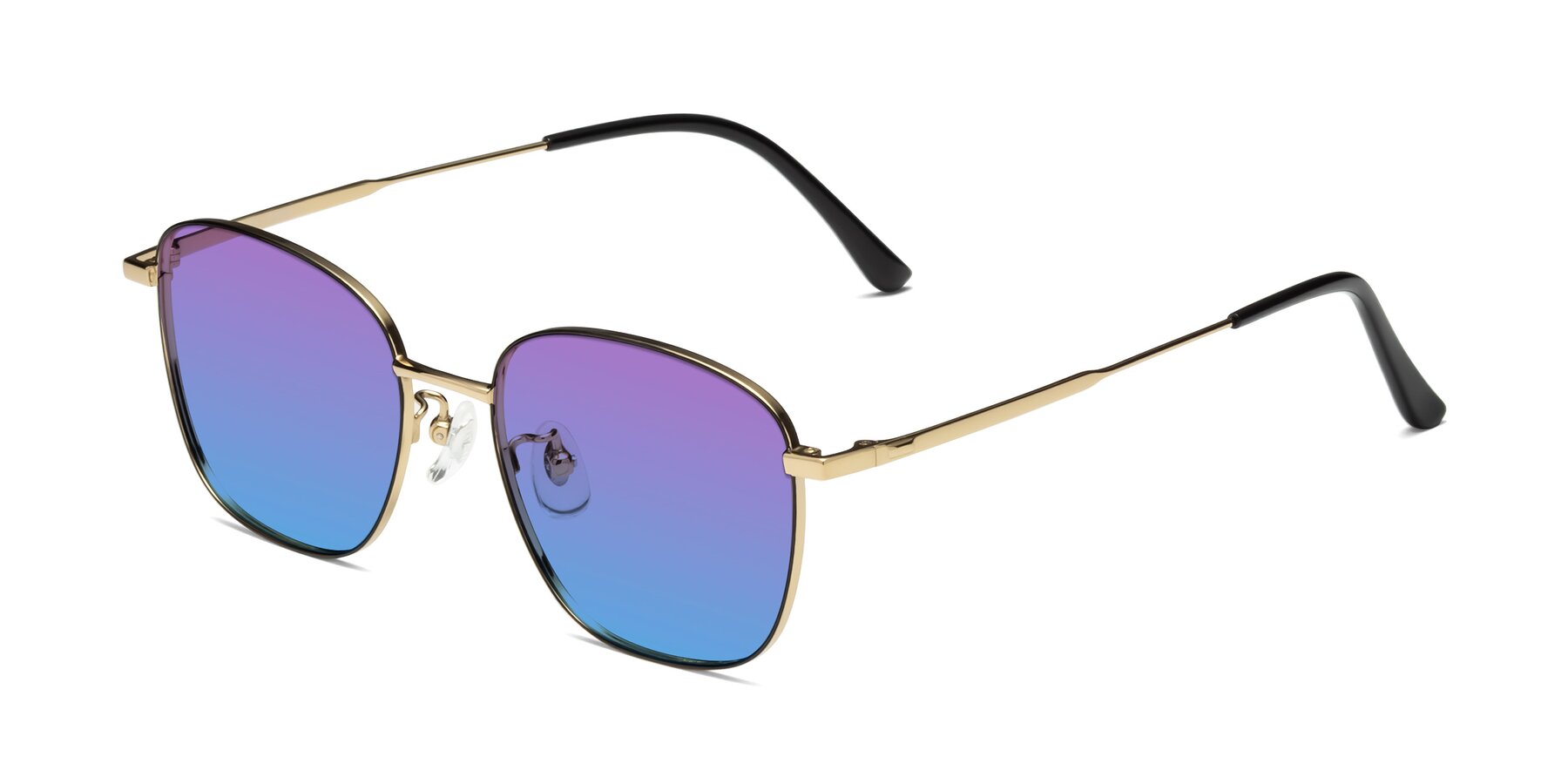 Angle of Tim in Black-Gold with Purple / Blue Gradient Lenses