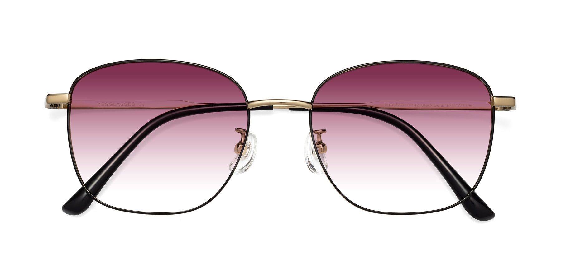 Folded Front of Tim in Black-Gold with Wine Gradient Lenses