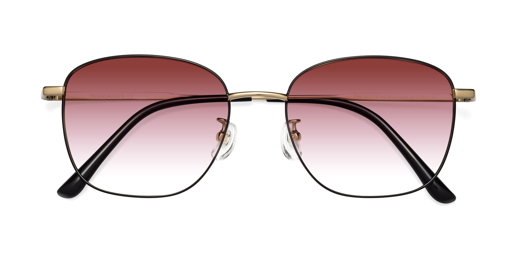 Folded Front of Tim in Black-Gold with Garnet Gradient Lenses