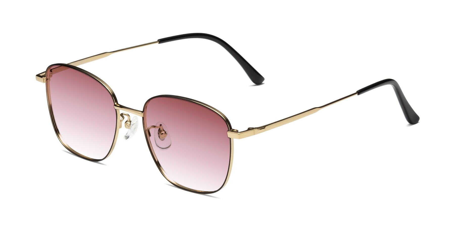 Angle of Tim in Black-Gold with Garnet Gradient Lenses