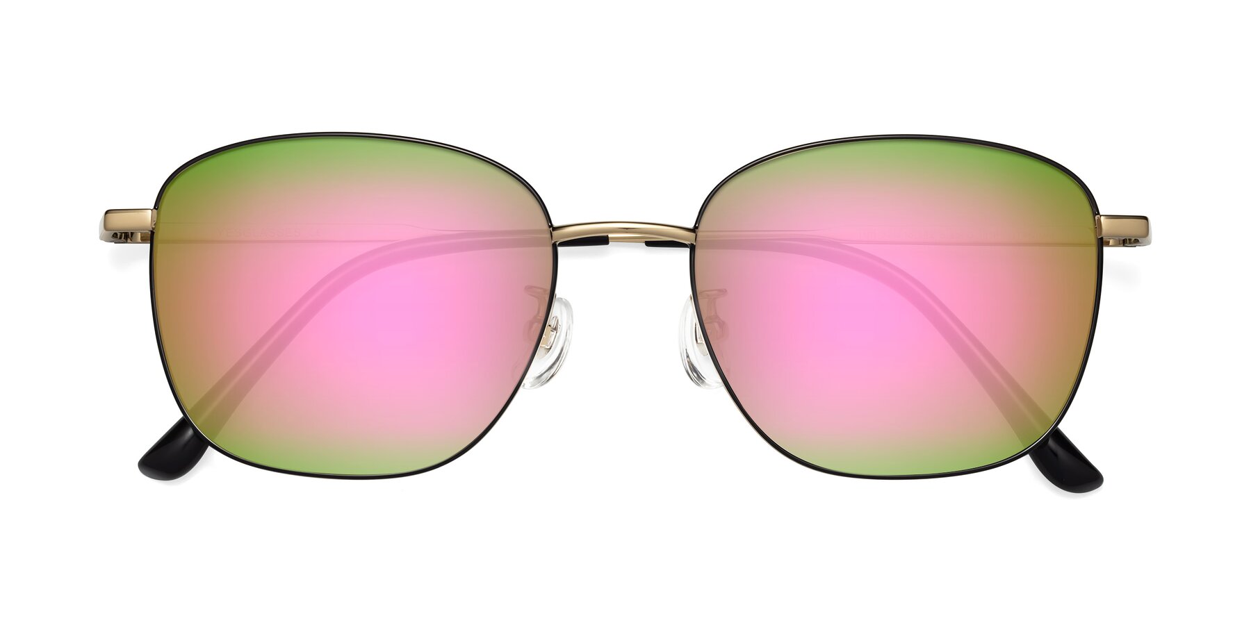 Folded Front of Tim in Black-Gold with Pink Mirrored Lenses
