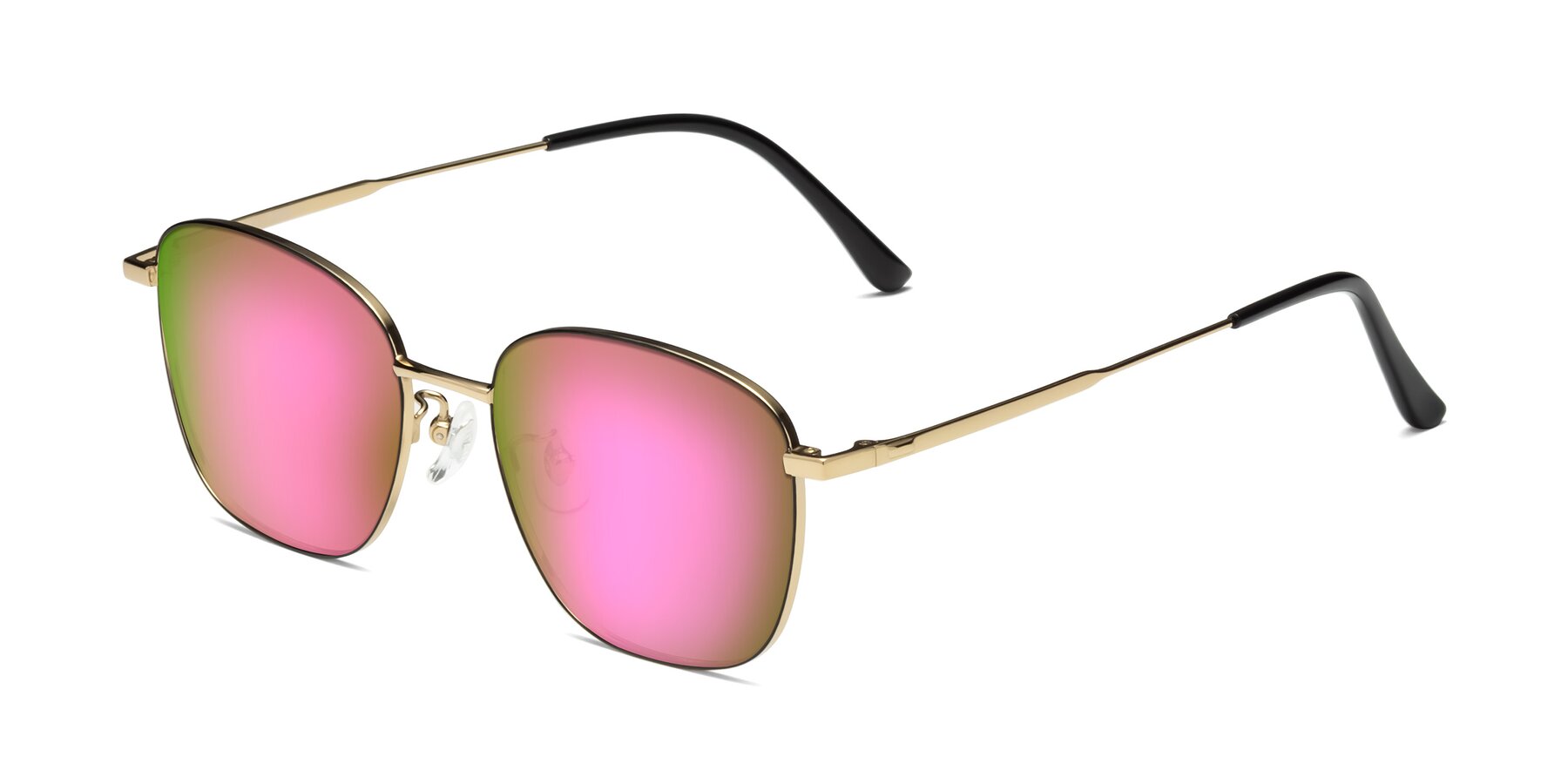 Angle of Tim in Black-Gold with Pink Mirrored Lenses