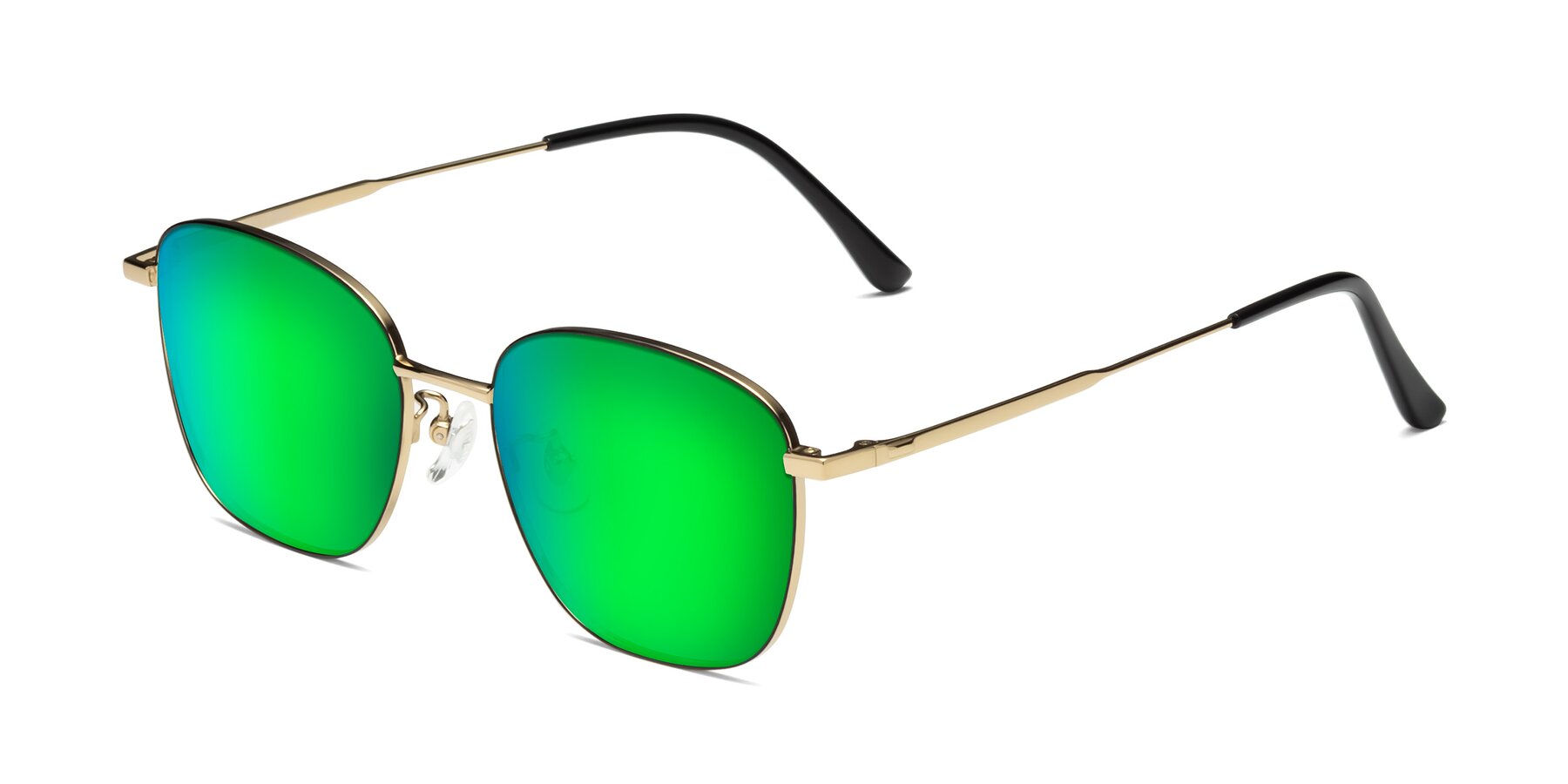 Angle of Tim in Black-Gold with Green Mirrored Lenses