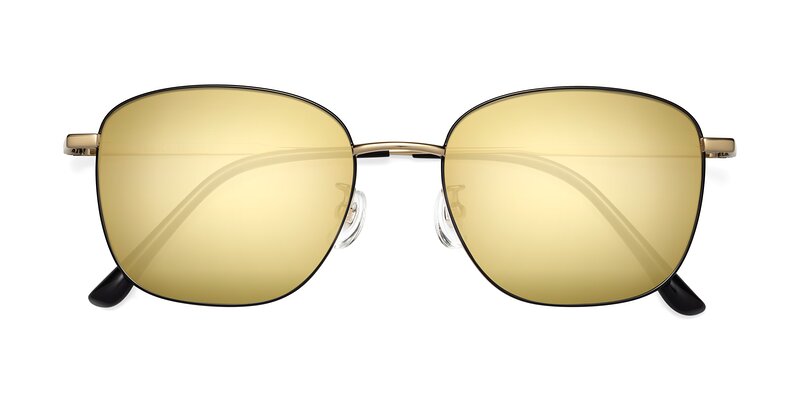 Tim - Black / Gold Flash Mirrored Sunglasses