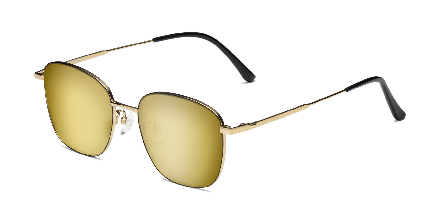 Angle of Tim in Black-Gold with Gold Mirrored Lenses