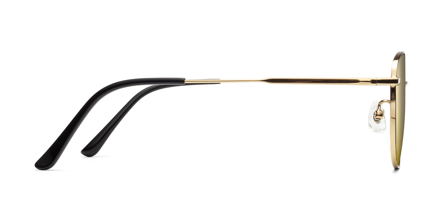 Side of Tim in Black-Gold with Gold Mirrored Lenses