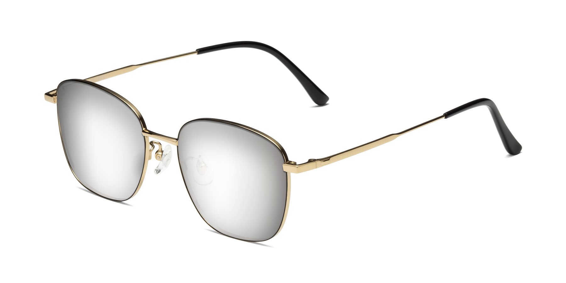 Angle of Tim in Black-Gold with Silver Mirrored Lenses
