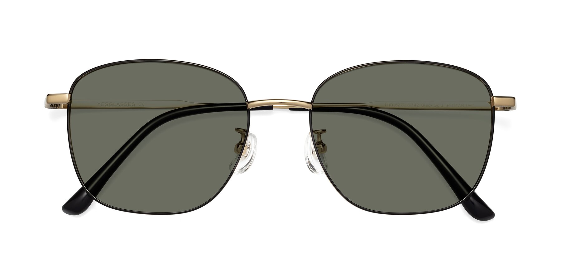 Folded Front of Tim in Black-Gold with Gray Polarized Lenses