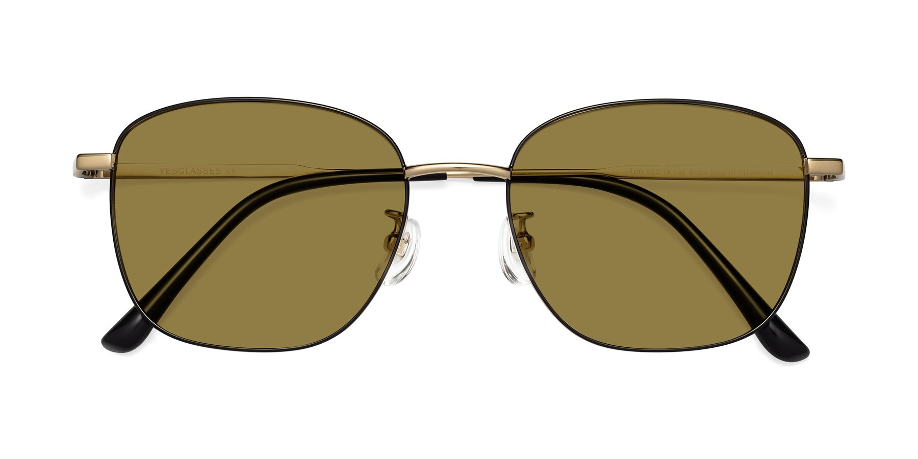 Folded Front of Tim in Black-Gold with Brown Polarized Lenses