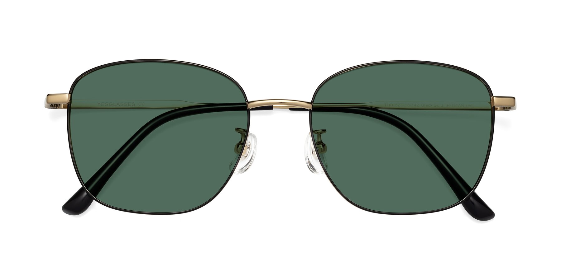 Folded Front of Tim in Black-Gold with Green Polarized Lenses