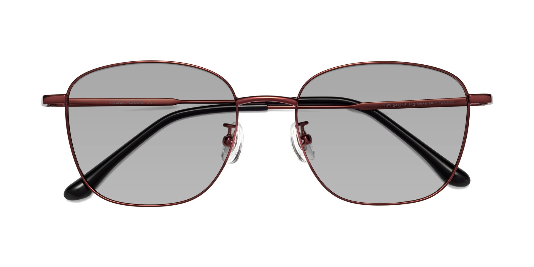 Folded Front of Tim in Wine with Light Gray Tinted Lenses