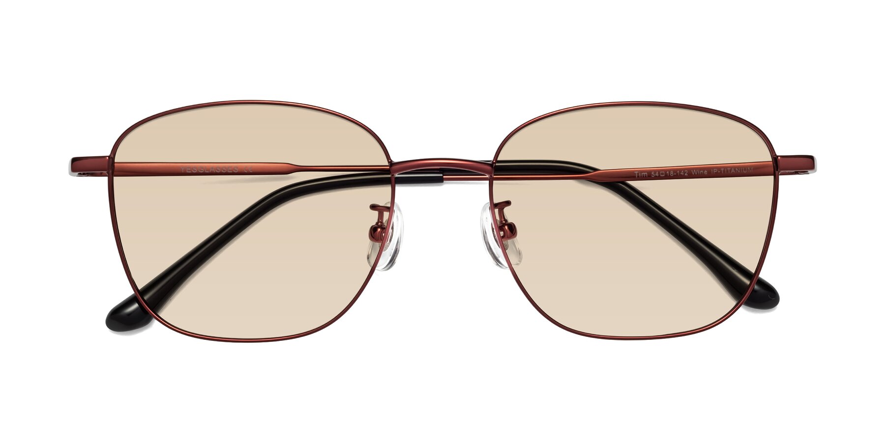 Folded Front of Tim in Wine with Light Brown Tinted Lenses