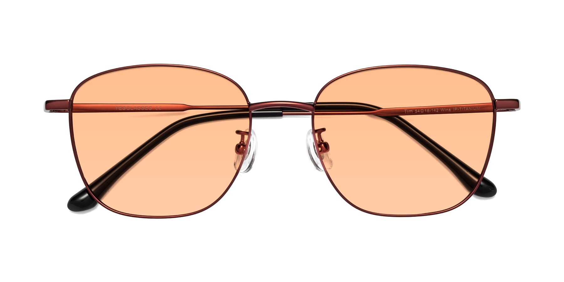 Folded Front of Tim in Wine with Light Orange Tinted Lenses