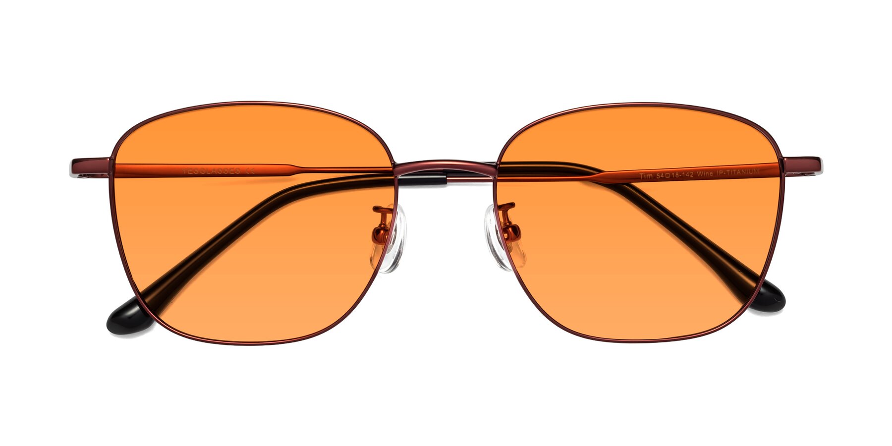 Folded Front of Tim in Wine with Orange Tinted Lenses