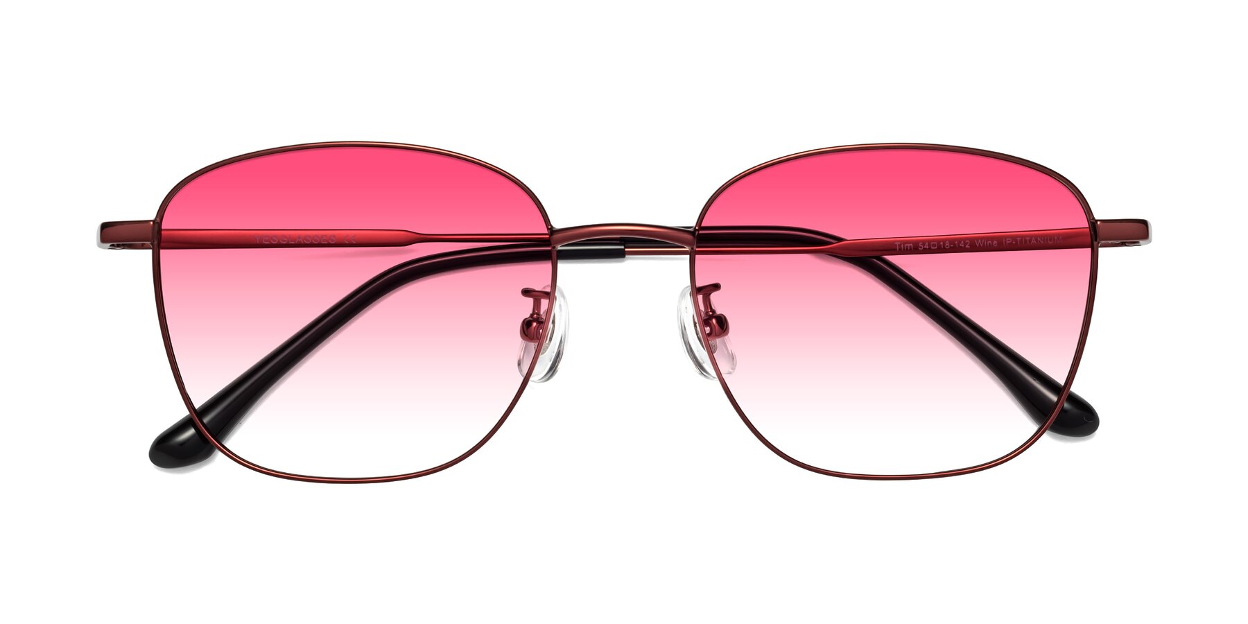Folded Front of Tim in Wine with Pink Gradient Lenses