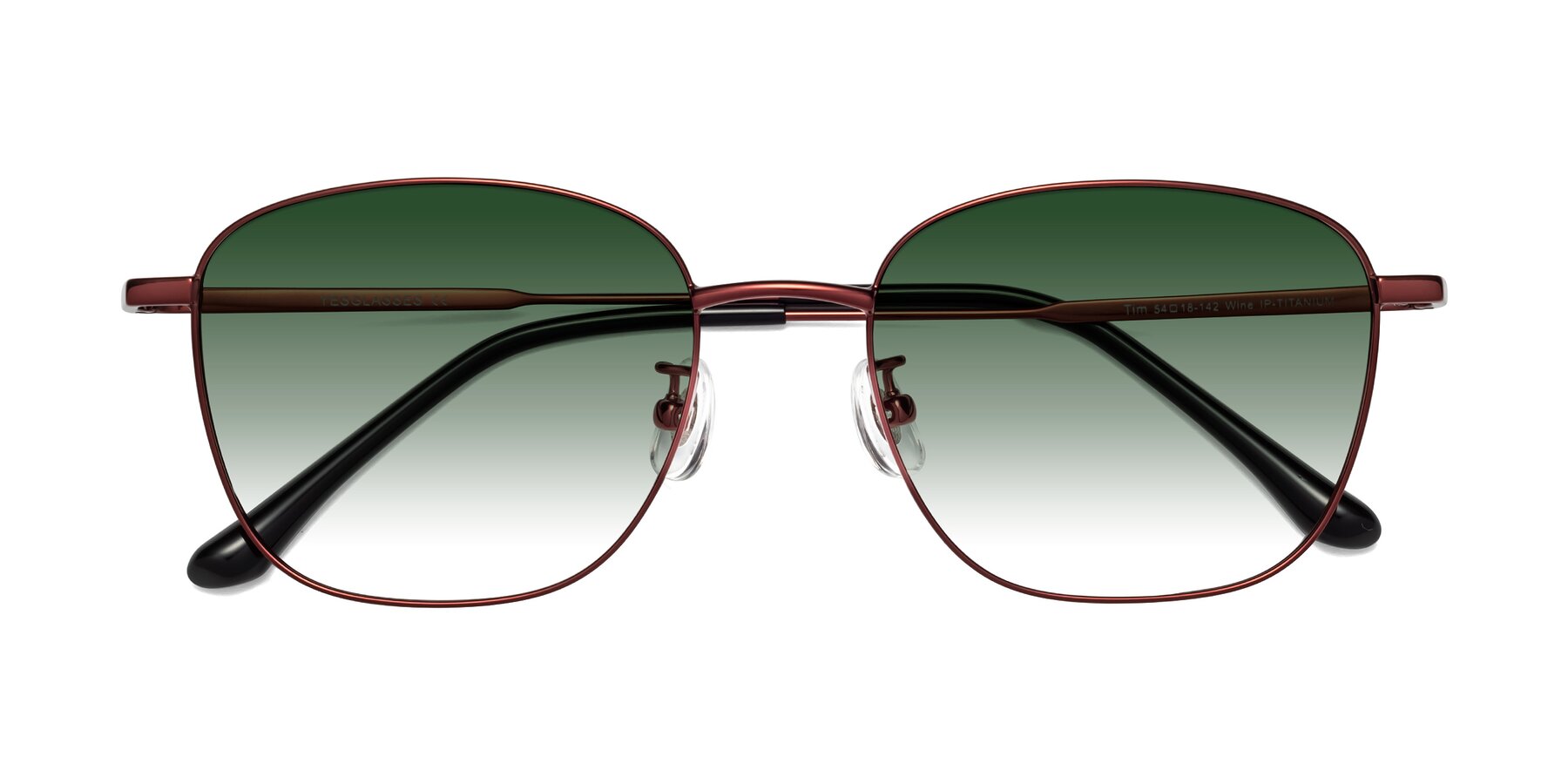 Folded Front of Tim in Wine with Green Gradient Lenses