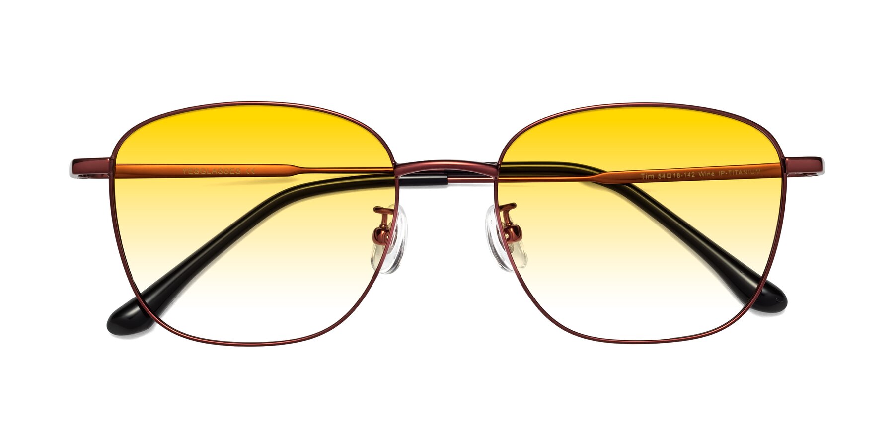 Folded Front of Tim in Wine with Yellow Gradient Lenses